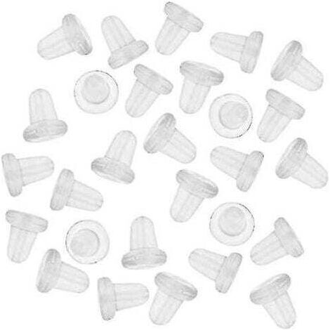 1000 Pièces Bouchons d'Oreilles Hypoallergéniques, Embouts Coniques en Caoutchouc Transparent pour Boucles d'Oreilles