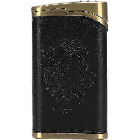 Briquet électrique coupe-vent à double arc, sans flamme, pour collectionneurs (Tête de lion noire) (1/5)