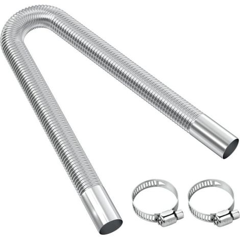 Tuyau d'échappement, en acier inoxydable, avec 2 colliers de serrage en acier inoxydable, longueur 60 cm, diamètre du trou 25 mm (1/5)