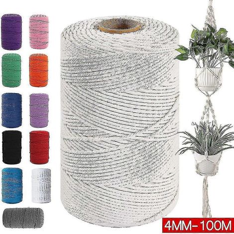 Cordon tressé en coton naturel 3 mm x 200 m pour macramé et artisanat [livraison gratuite]-Dark Purple (1/5)
