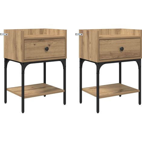 Maison Exclusive - Comodino con cassetto 2 pcs Rovere artigianale 40 x 29 x 60 cm