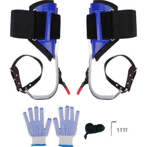 Kit de pointes d'escalade pour arbres, équipement réglable en alliage d'aluminium avec pédale antidérapante pour le jardinage, la cueillette de fruits, bleu (1/5)