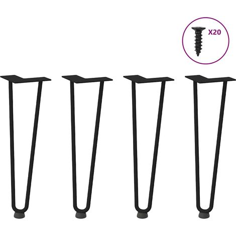 Haarnadelbeine für Couchtisch 4 Stk. Schwarz 42 cm Massivstahl