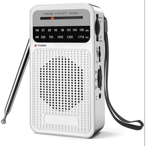 Radio portable AM FM, radio à transistor avec haut-parleur puissant, prise casque, radio à piles 2AA pour réception longue portée, radio de poche pour utilisation intérieure, extérieure et d'urgence (1/4)