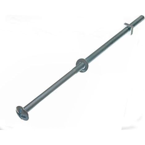 10 boulons de toiture à tête cruciforme + écrous carrés BZP plaqué zinc M8 x 240 mm