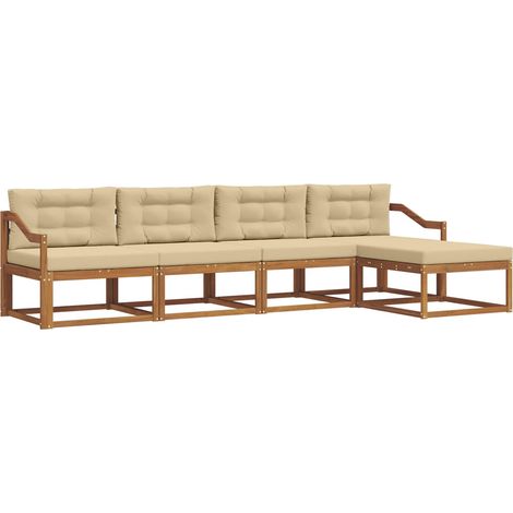 Ensemble de canapés d'extérieur 5 pcs Salon de jardin Naturel et Beige (1/5)