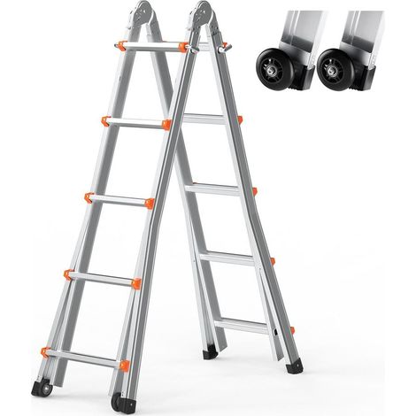 Échelle Télescopique en A Pliable Aluminium 5120 mm Extensible Sans Assemblage Charge 149,7 kg (1/5)