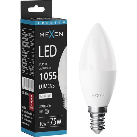 Mexen Nova Bombilla LED E14, C37, 10W, Neutra - 4000K, 1055 lm - L102-E14-1040-01 (1/5)
