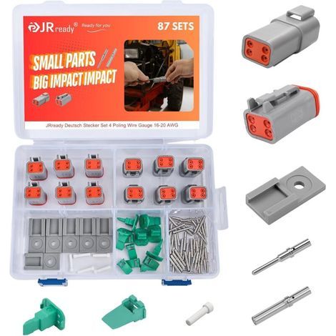Connecteur Deutsch 4 broches Gris IP68 Étanche DT Connecteur Set 6 Sets Avec kit Terminal Deutsch Wire Gauge 16-20 AWG pour Voiture, Motos, Camions, Bateaux (1/5)