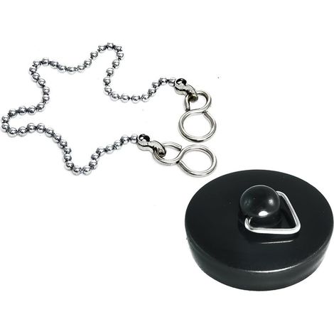 One Stop DIY Lot de 3 bouchons d'évier en plastique noir 38 mm et chaînes 30,5 cm