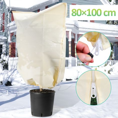 Randaco Pflanzen Winterschutz 80x100cm 100g/m2 Dickes Material Reißfest Waschbar Pflanzen überwinterungszelt Wintervlies - 1er