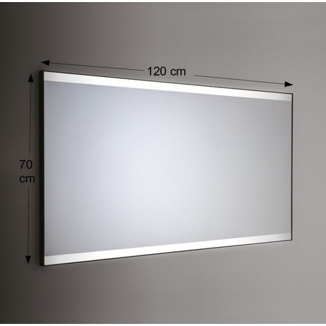 Espejo de pared retroiluminado LED rectangular 120x70 cm grosor 4 mm marco blanco