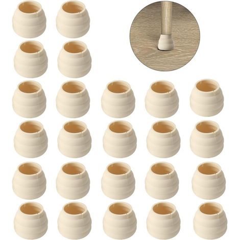 Lot de 24 Protection Pied de Chaise Silicone Protege Pied de Chaise Ronde 30-42 mm Patins, Anti-Rayures-Réduit Le Bruit, pour Sols en Bois Dur et Carrelage, Blanc (1/5)