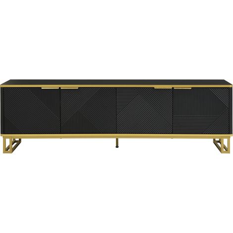 TV-Möbel mit 4 Türen aus MDF und Eisenrahmen 160 x 37,5 x 48 cm Schwarz und Gold MODENUIT (1/5)