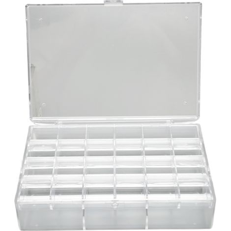 Boîte de rangement pour boucles d'oreilles acrylique transparente, 30 compartiments, empilable et portable, format L (1/5)