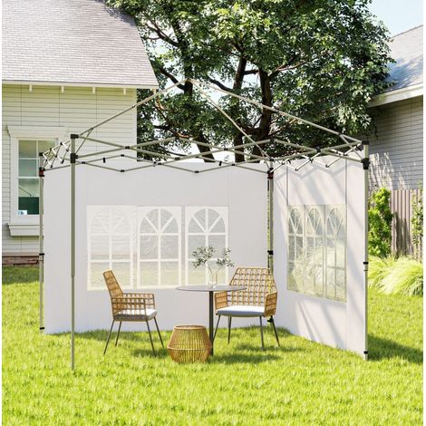 Pareti laterali per gazebo 3 x 3 / 3 x 4 m, con finestra, impermeabili, bianche OKMYHOME (1/5)