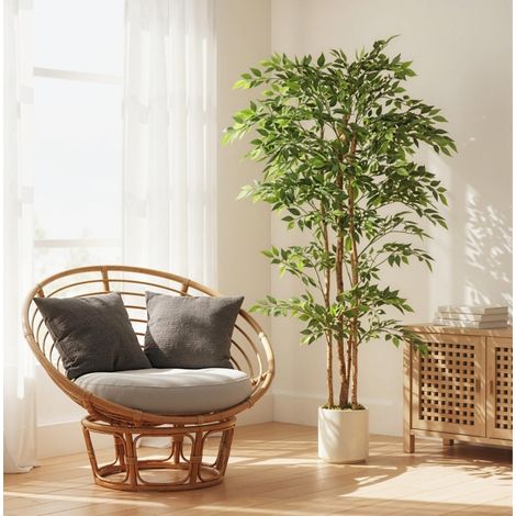 Plante artificielle banyan en pot 180 cm, verte, pour salon chambre bureau DESVIAE (1/5)