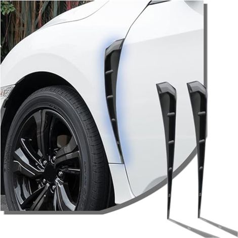 Autocollants de Décoration D'aile de Voiture, Aérateurs Latéraux D'aile de Voiture, Aileron Fibre de Carbone, Garniture Universelle Extérieur Véhicules(Noir) (1/5)