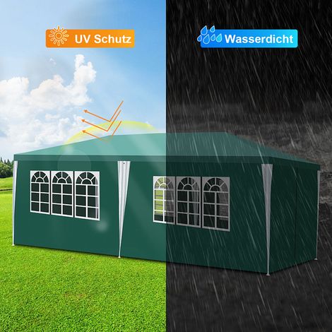 Randaco 3 x 6 m Partyzelt Festzelt in grün PE Plane Wasserdicht UV Schutz Gartenzelt