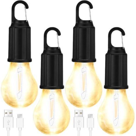 Pack of 4 Rechargeable LED Camping Lights, LED Tent Lights with Hook for Camping and Emergencies (1/5)