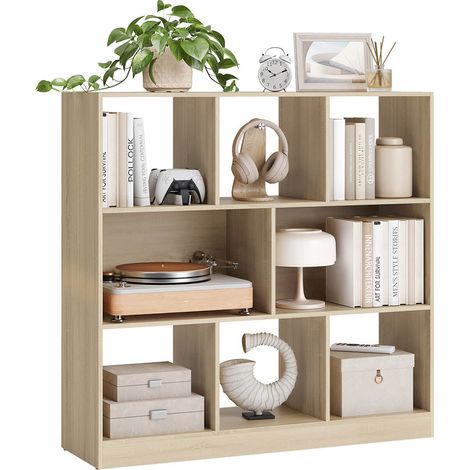 Bibliothèque ouverte étagère de rangement sur pieds dimensions: 97,5 x 30 x 100 cm beige