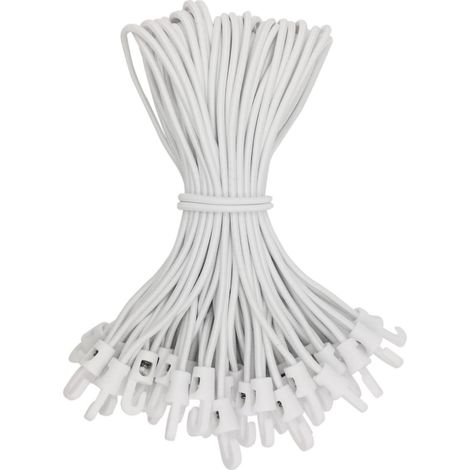 Spanngummis mit Haken 50 Stück, 25cm, weiß, elastisch & wetterfest (1/5)