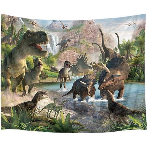 Tapisserie murale T-Rex - 200 x 150 cm - Grande tapisserie - Poster - Décoration pour chambre d'enfant - Décoration pour garçon (1/5)