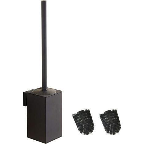 Black Stainless Steel Toilet Brush, Square Toilet Brush Holder (Black) (1/5)