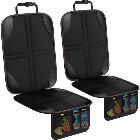 Housse de siège auto enfant imperméable et antidérapante avec 2 poches de rangement, pour SUV, berlines et coffres, en cuir et tissu.