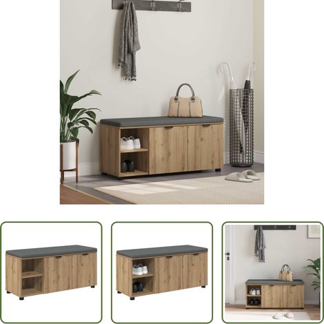 vidaXL Rangement d'entrée - Banc d'entrée avec coussin Chêne Artisanal 100 x 38 x 46 cm (1/5)