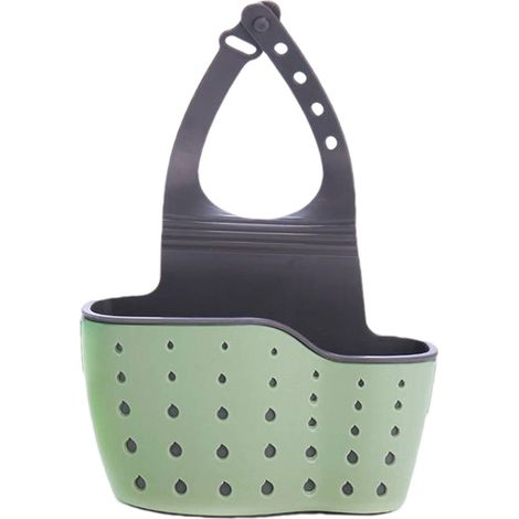 Panier Égouttoir Suspendu - Double Couche - En TPR Épais - Pour Éponges et Ustensiles de Cuisine - 21 x 8,5 cm - Vert (1/2)