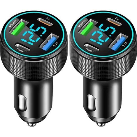 4 Ports Allume Cigare USB C, 66W QC3.0 ChargeurAallume Cigare & PD 30W Chargeur Voiture avec voltmètre LED(2 Pièces ) (1/5)