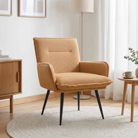 vidaXL Fauteuil Beige Bouclé (1/5)