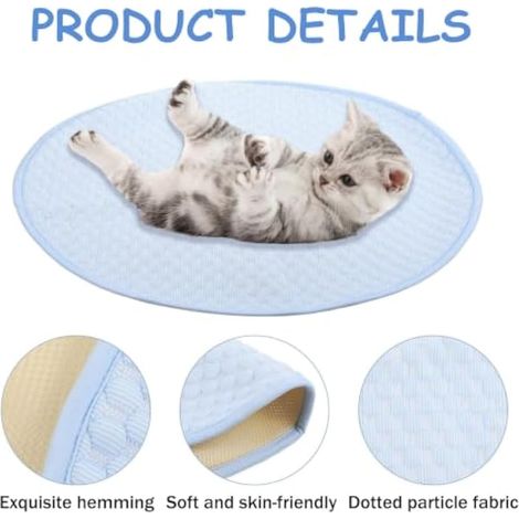 Tapis rafraîchissant pour chat, tapis rafraîchissant pour chien de 40 cm de diamètre, tapis respirant pour chien, tapis en soie glacée pour chat, spécialement conçu pour l'été, la maison, la voiture e (1/3)