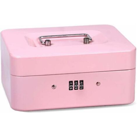 Boîte Sécurité Verrouillable en Acier, Coffre de Sécurité Mini Portable, Mini Coffre-Fort de Sécurité Portable en Acier, pour Argent en Vrac, Pièces de Monnaie (Rose) (1/4)