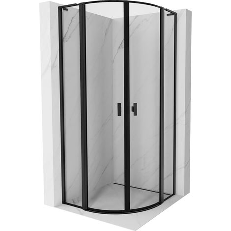 Mexen Mist L cabina doccia semicircolare ad anta battente 100 x 100 cm, cornice nera, nera - 8A32L-100-100-70-70 (1/5)