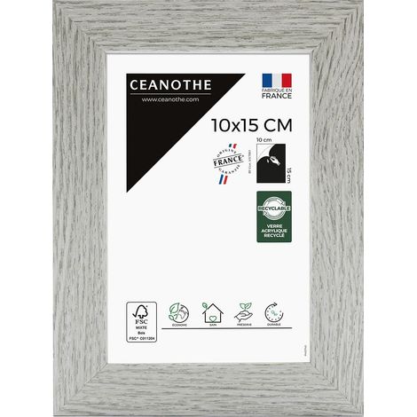 Cadre Photo Bois Grisé 10x15 cm et 15x10 cm – Convient au A6 et Carte Postale - Cadre Bois Gris – Cadre Photo Australe en Bois Reconstitué FSC - Fabriqué en France - Verre acrylique Incassable (1/5)