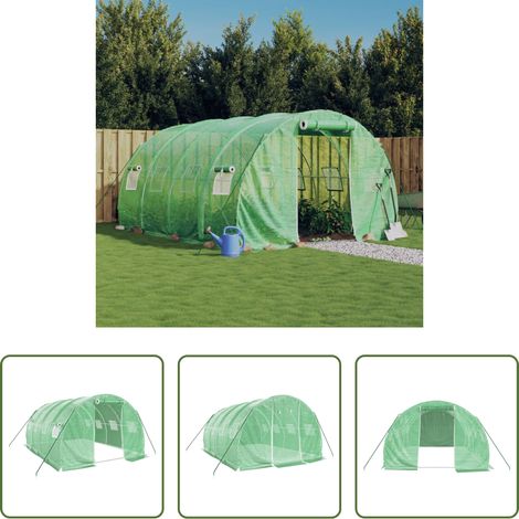 vidaXL Gewächshaus mit Stahlrahmen - Gewächshaus mit Stahlrahmen Grün 12 m² 4x3x2 m (1/5)