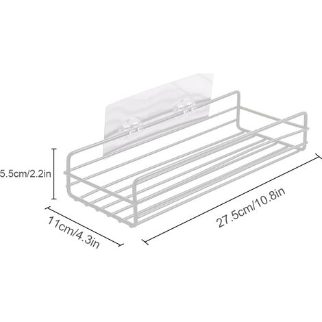 Étagère de rangement murale en fer forgé pour salle de bain, avec ventouses, pour accessoires de toilette. (1/5)