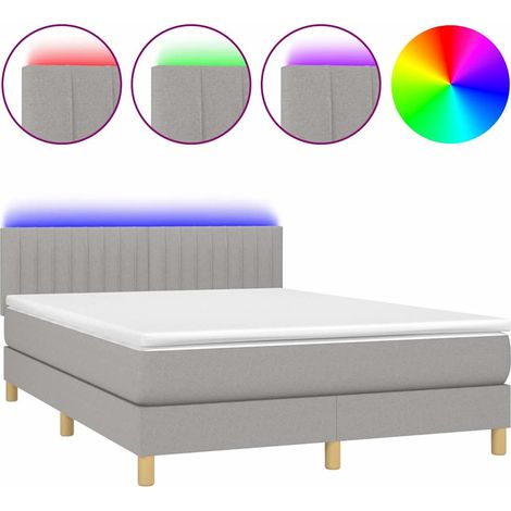 Maison Exclusive - Cama box spring colchón y luces LED tela gris (1/5)
