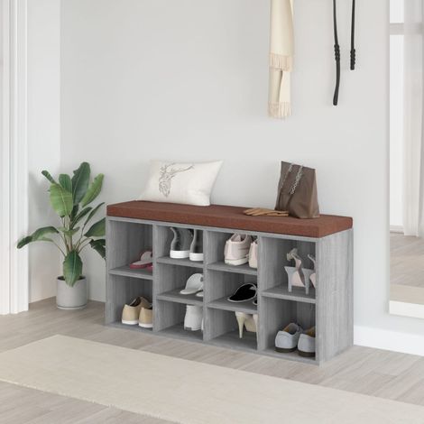 Zapatero madera contrachapada gris  103x30x48 cm