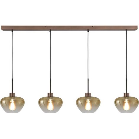 Suspension 4 lumières Genua marron avec verre doré Ø 24cm - 2971-15-15-130-4-24 (1/2)