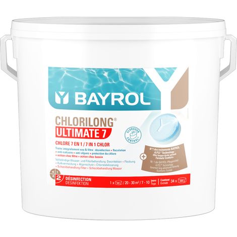 Chlore 5 fonctions piscine : Galets Chlorilong ULTIMATE 7 - Seau de 10,2 kg - Bayrol