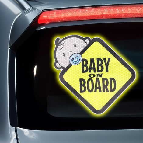 Lot de 3 autocollants « Baby on Board » pour voitures, panneaux d'avertissement « Baby on Board » - Haute intensité - Réfléchissants et imperméables - En vinyle - Transparents lors de la marche (1/5)