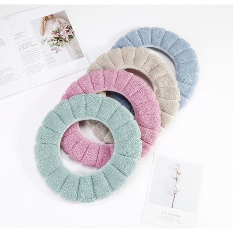 Lot de 4 coussinets de siège de toilette plus épais pour salle de bain - Housse de coussin de siège de toilette plus chaude, tissu en fibre extensible et lavable (modèle de citrouille) (1/3)