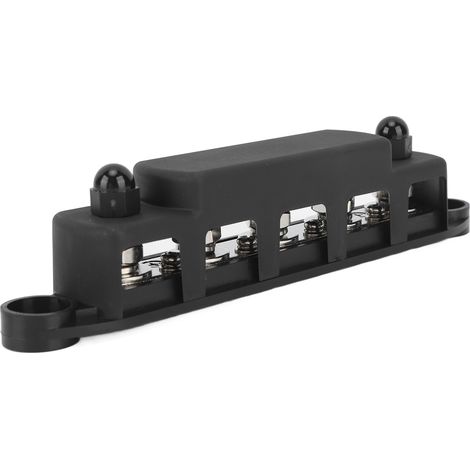 Jeu de barres batterie DC12V-48V 250A M8, bloc de distribution 5 bornes haute intensité pour voiture, camping-car, bateau et yacht, noir (1/5)