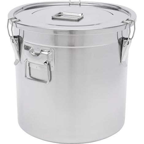 Recipiente hermético de acero inoxidable para almacenar alimentos con cierre de seguridad, color plata. (1/2)