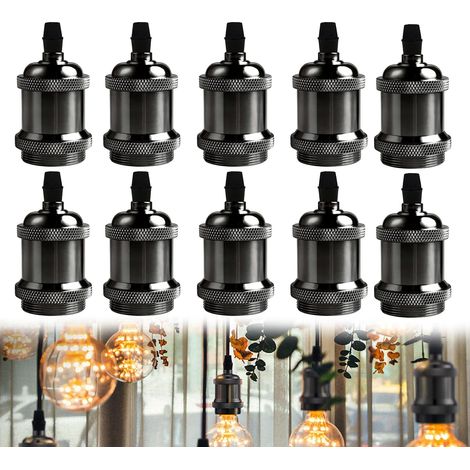 Douille E27 Vintage, 10 Pièces E27 Douille Ampoule, Douille Ampoule en Aluminium, Laiton Vintage Socket, Douille E27 Vintage De Lampe pour Suspension Lampe Plafonds Bricolage (1/5)