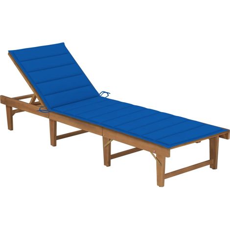 Chaise longue pliable avec coussin Bois d'acacia solide