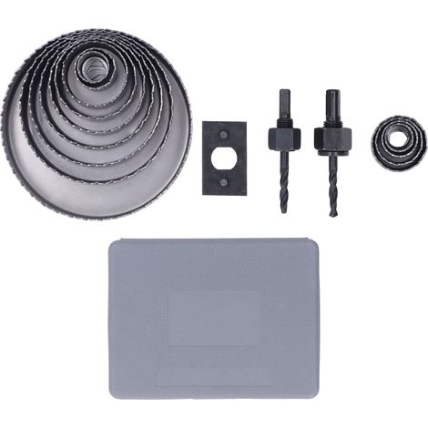 Kit d'ouverture de trous pour bois 2 mèches 1 clé hexagonale 13 scies cloches découpeur pour chantier (1/5)